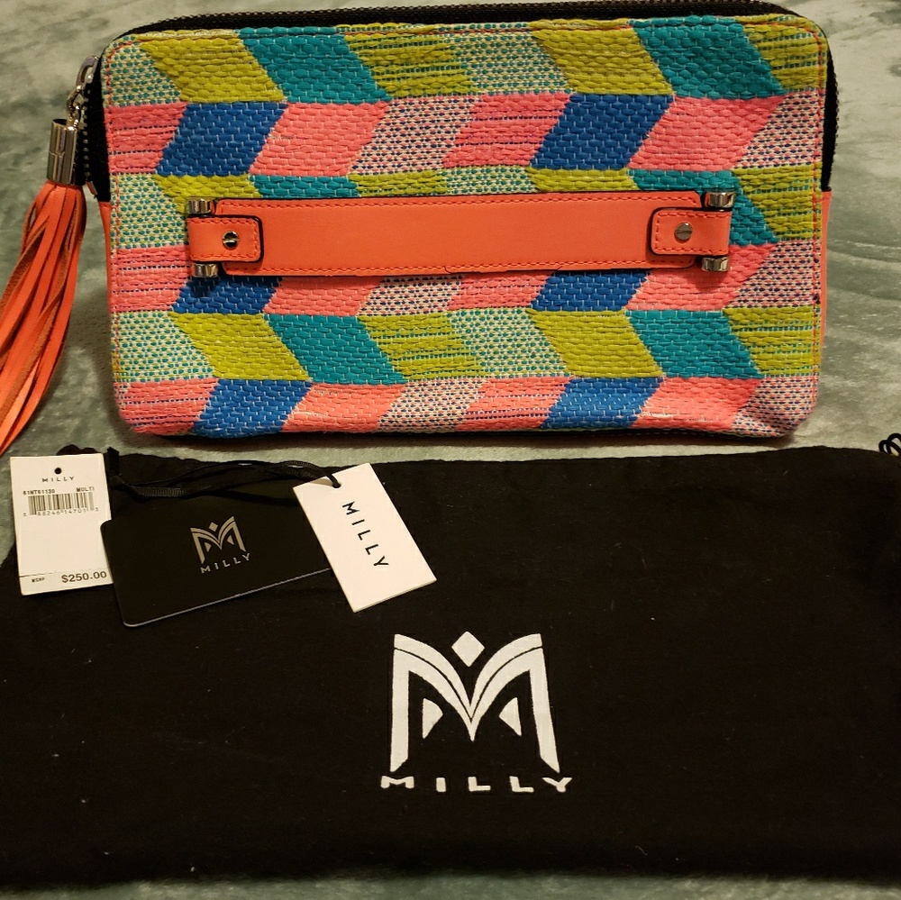MILLY MAHLIA KENT TWEED TASSLE CLUTCH